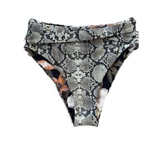 NWT Maaji Reversible High Rise Classic Bikini Bottom Snake and Flower Print XS